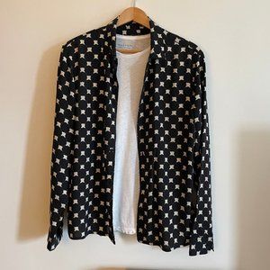 AllSaints Inkblot long sleeve shirt, 100% viscose, medium, slim fit